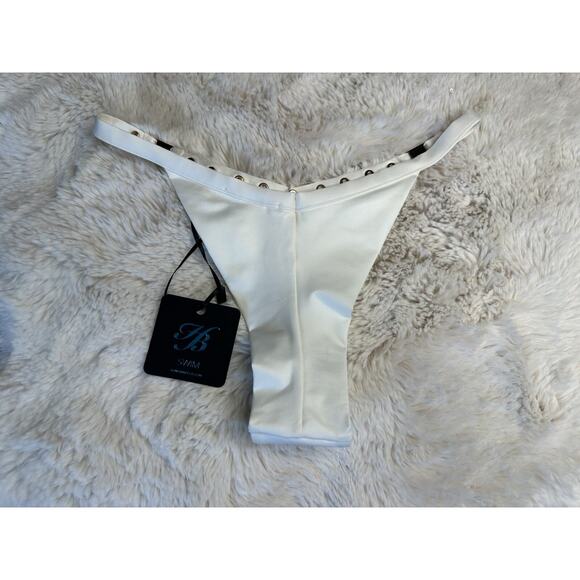 Honey Birdette EIVISSA🤍 White & Gold Studded Swim Bikini Bottom XS - Picture 2 of 2